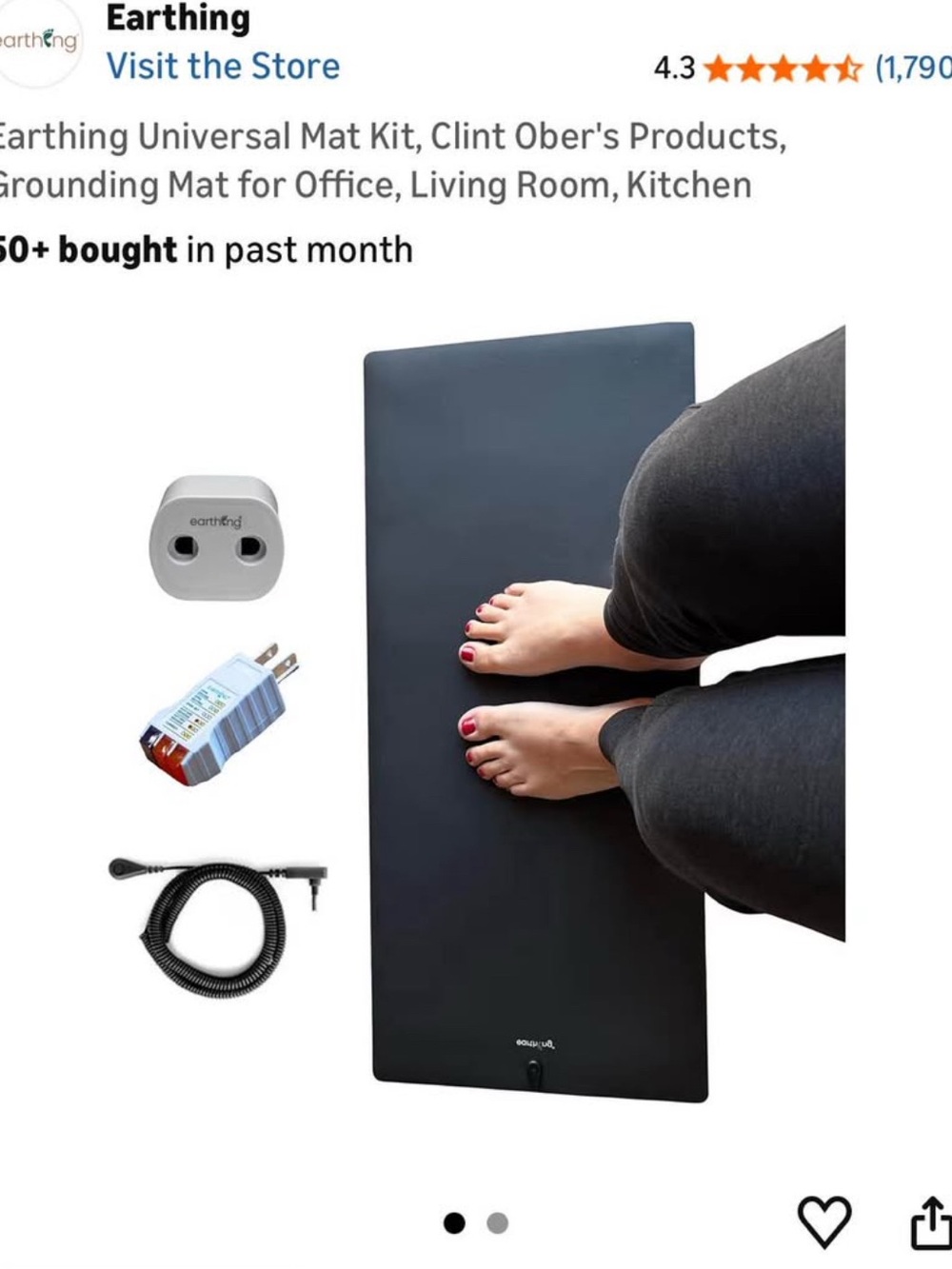 Earth Black Grounding Mat Kit for Home Office
